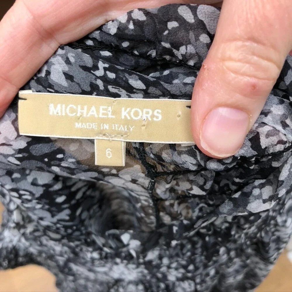 Michael‎ Kors Silk Chiffon Blouse Top Womens 6 Gray Whimsigoth Dark Fairy Career